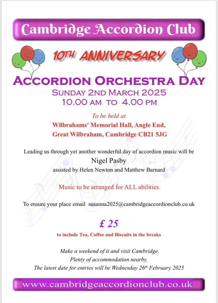Cambridge Accordion Club Orchestra Day 2025