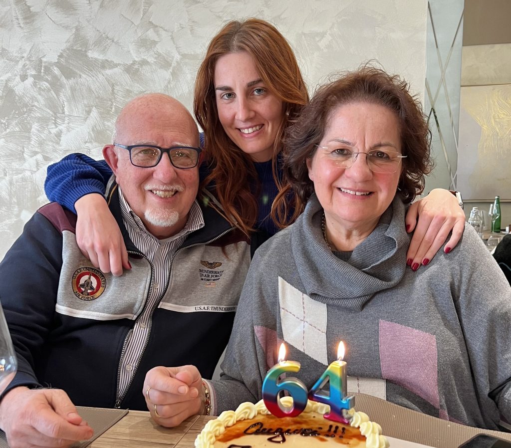 Luigi Bruti with his daughter Anna and wife Tiziana